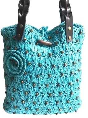 Naturalizer Woven Paper & Wooden Bead Shoulder Bag